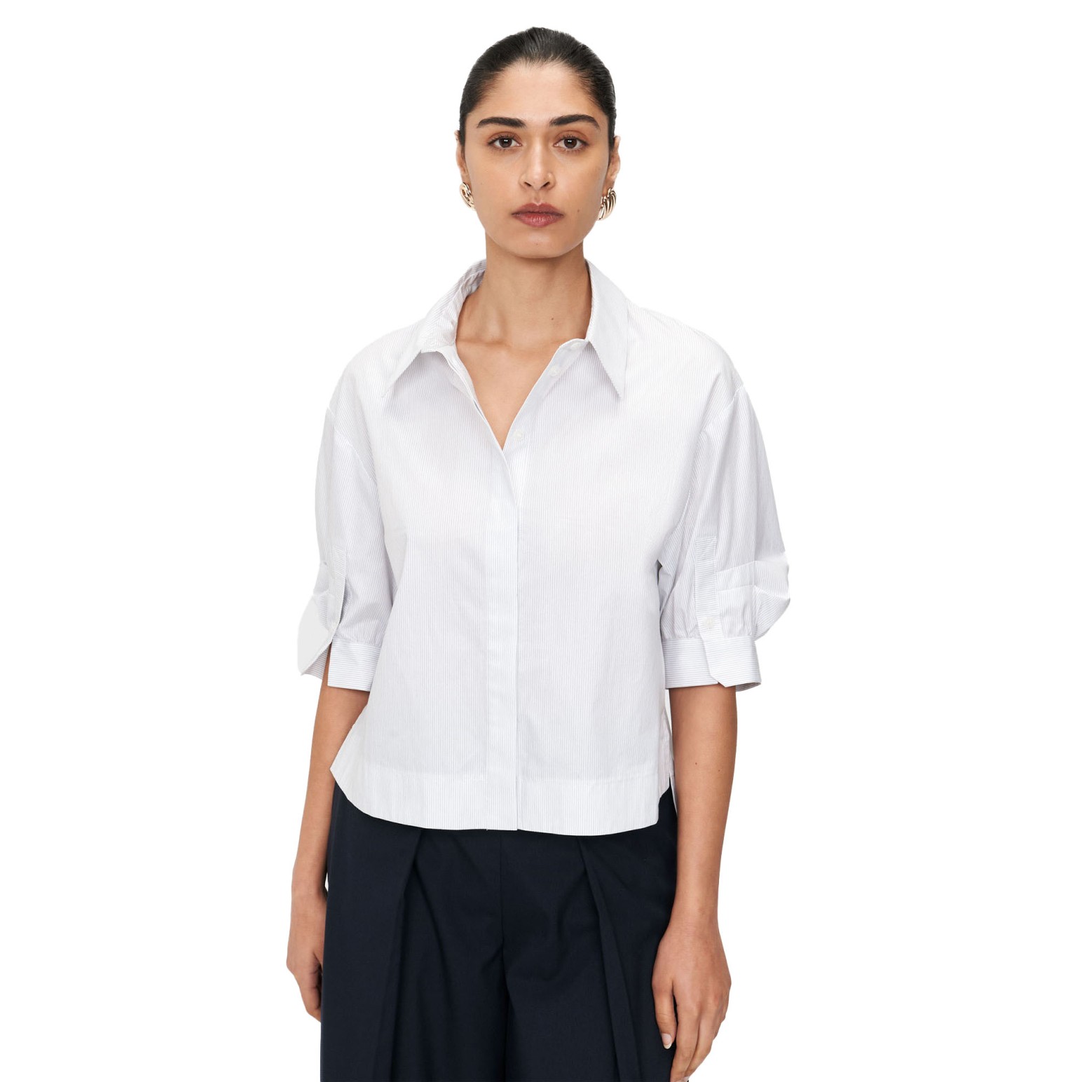 Veronika Maine European Stripe Cotton Shirt
